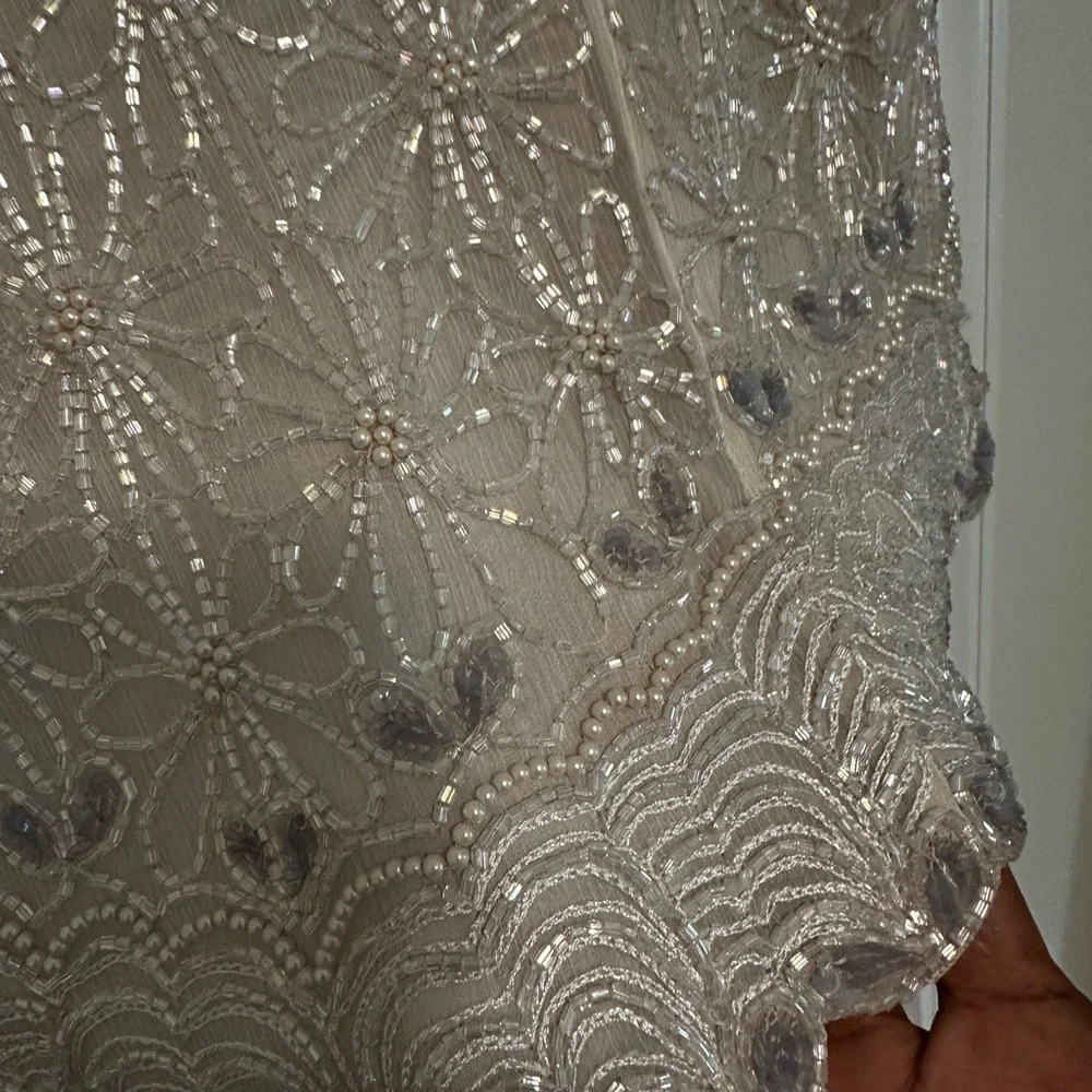 Mother of Bride Wedding Dress Adrianna Papell Taupe Beaded Top and Long Skirt 18 - Picture 5 of 12